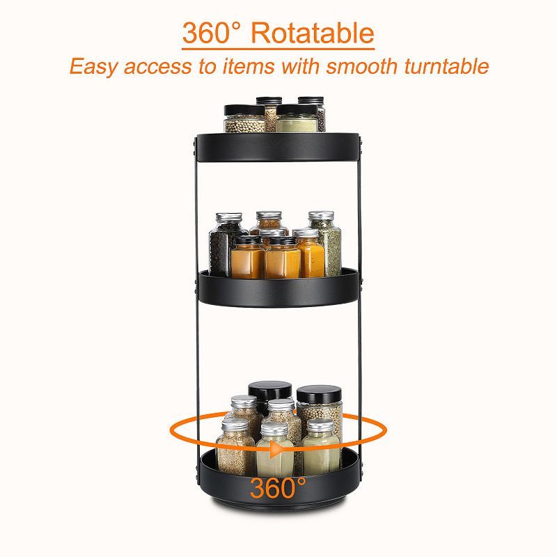 3 Tier Lazy Susan Organizer Rotating Spice Rack Turntable for Kitchen Cabinet