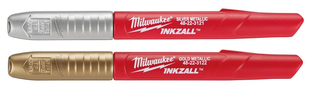 Milwaukee INKZALL Silver/Gold Fine Point Markers (2 Pack) 48-22-3123 from Milwaukee