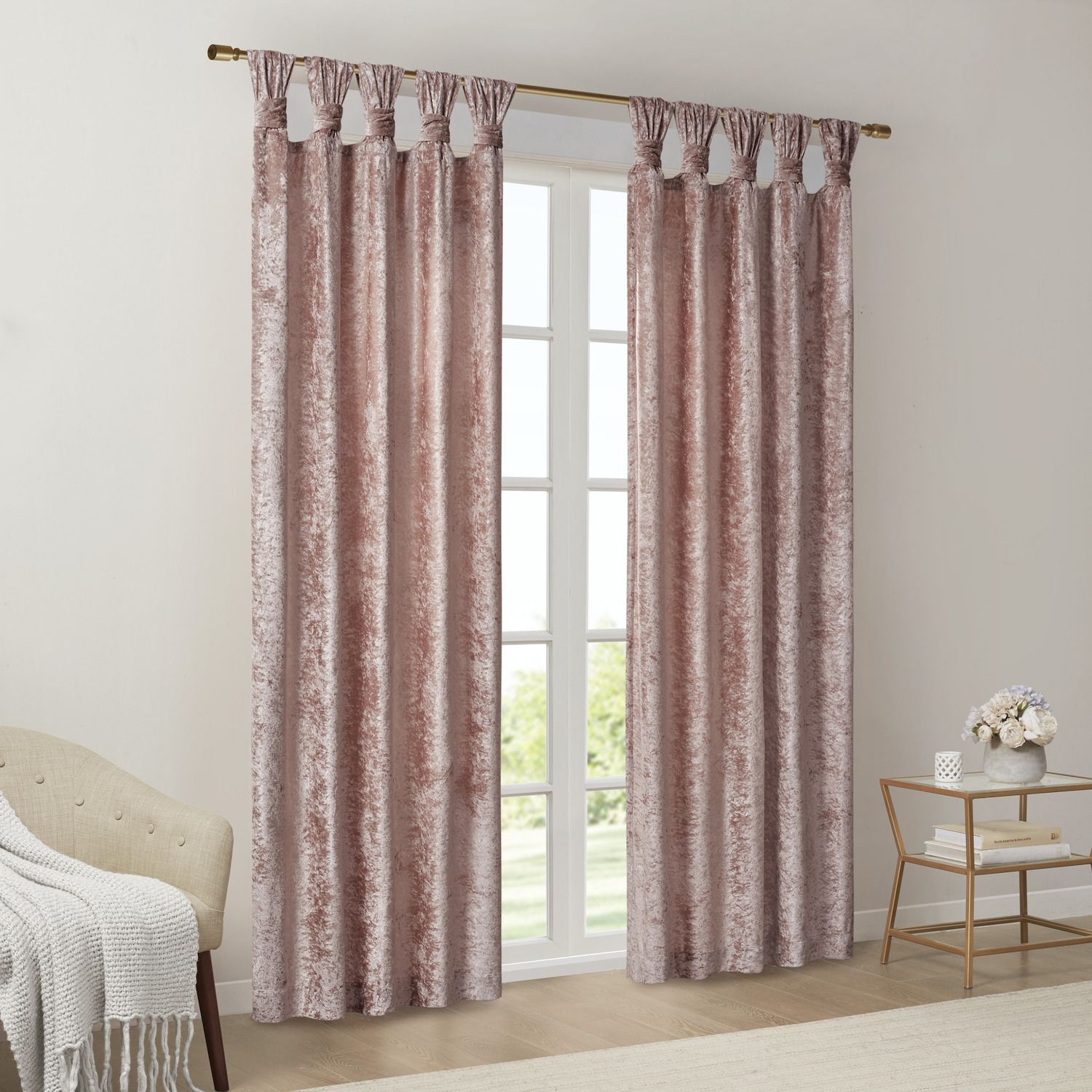 Intelligent Design 1-panel Isabel Light Filtering Velvet Cuff Tab Top Window Curtain