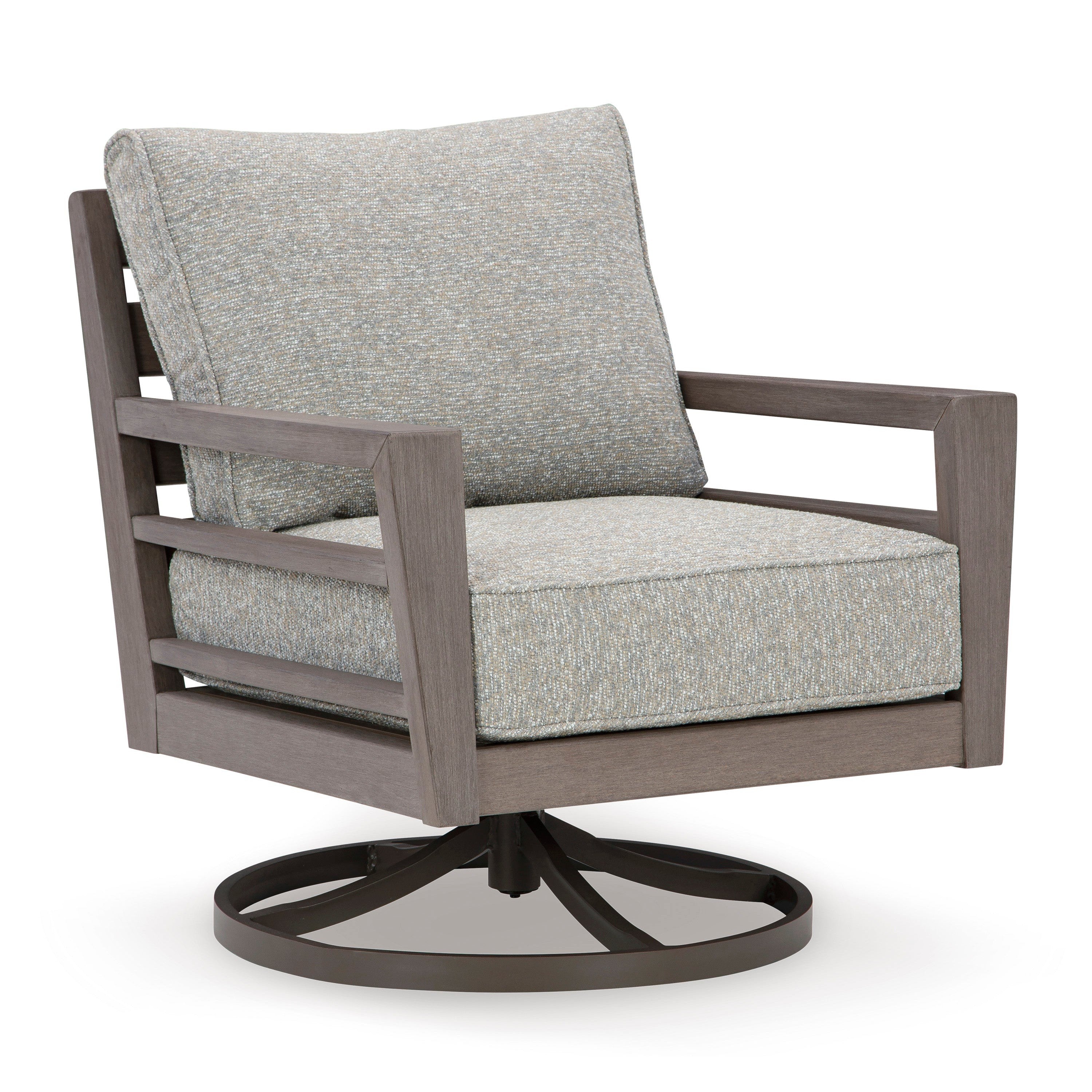 Poly Teak Taupe Swivel Rocker Club Chair