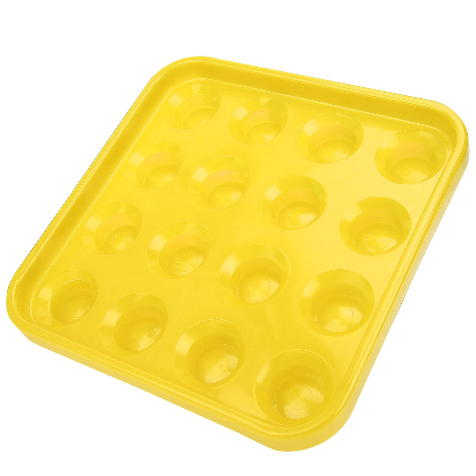 Black Plastic Billiard Ball Tray 16 Holes Storage Holder Box Billiards Accessories Yellow