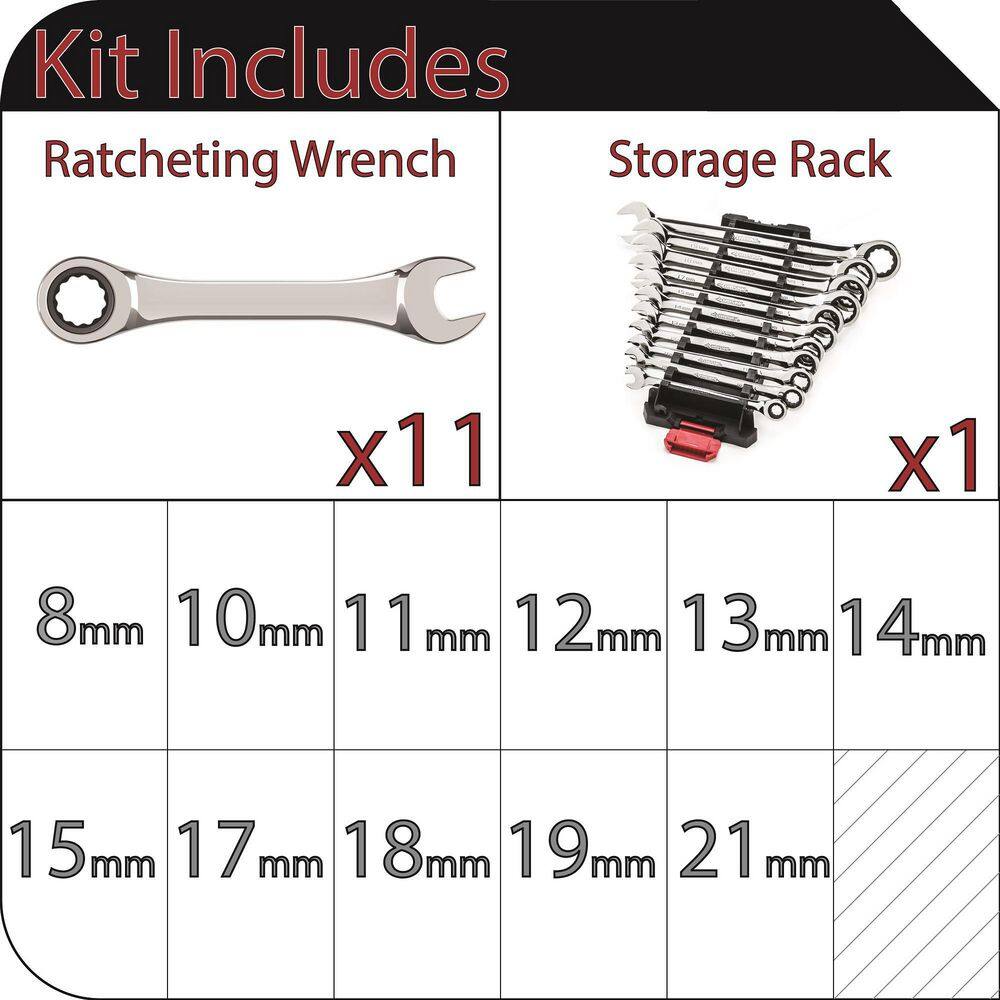 Husky Ratcheting Metric Combination Wrench Set (11-Piece) HRW11PCMM