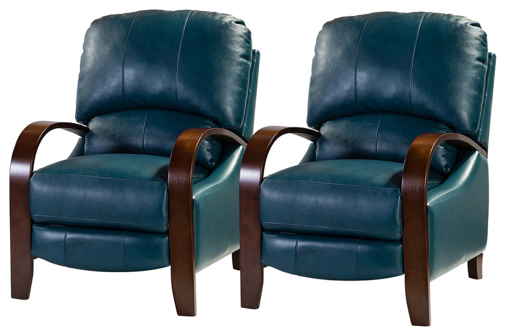 Amanda Genuine Leather Manual Recliner  Set of 2   Contemporary   Recliner Chairs   by Karat Home  Houzz