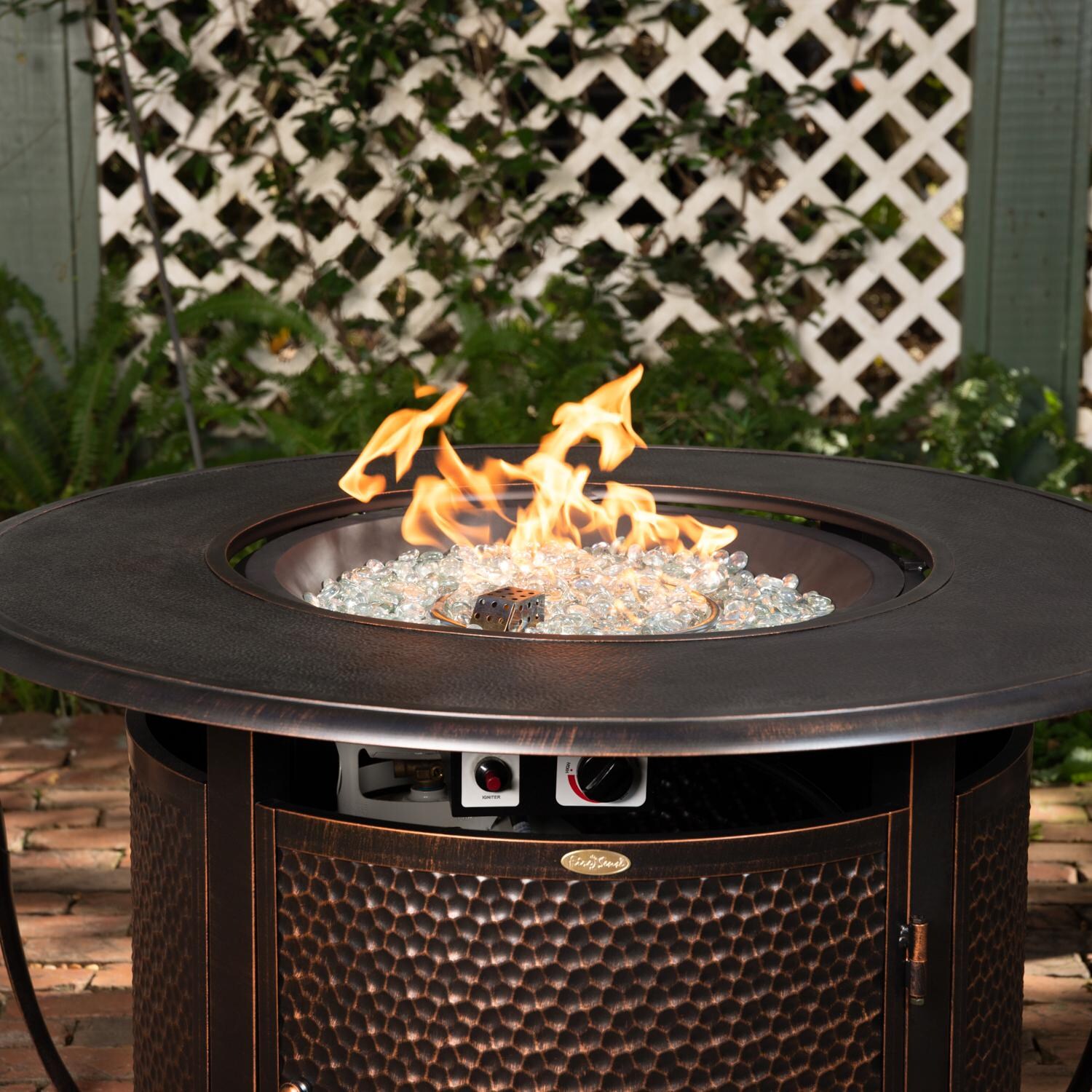 Ultimate Patio Leafview 42-Inch Round Aluminum Propane Fire Pit Table