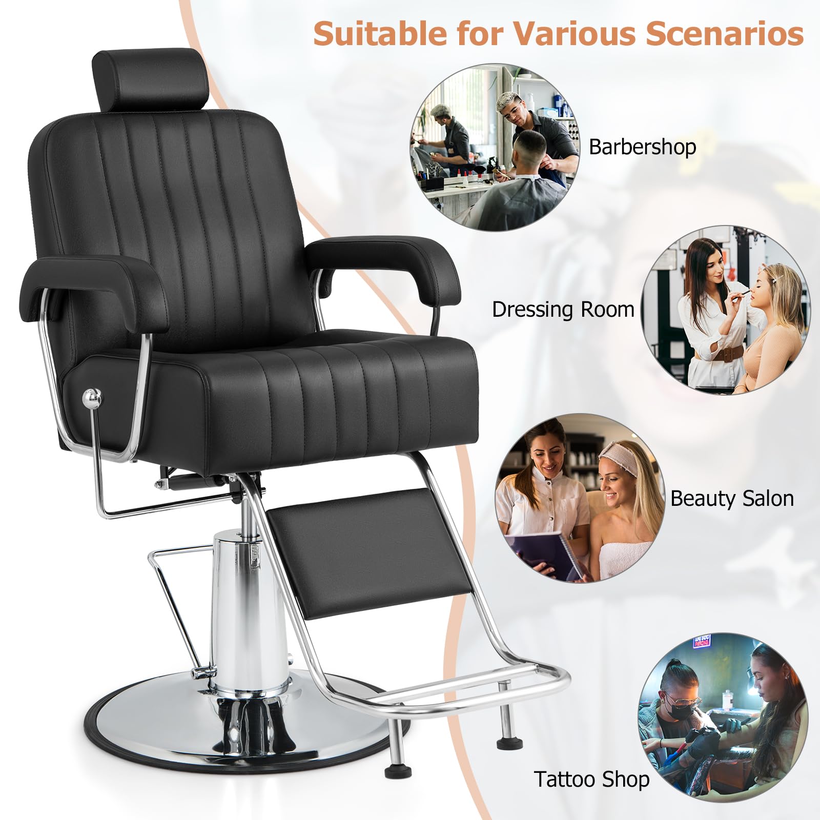 Giantex Reclining Barber Chair - Salon Chair for Hair Stylist