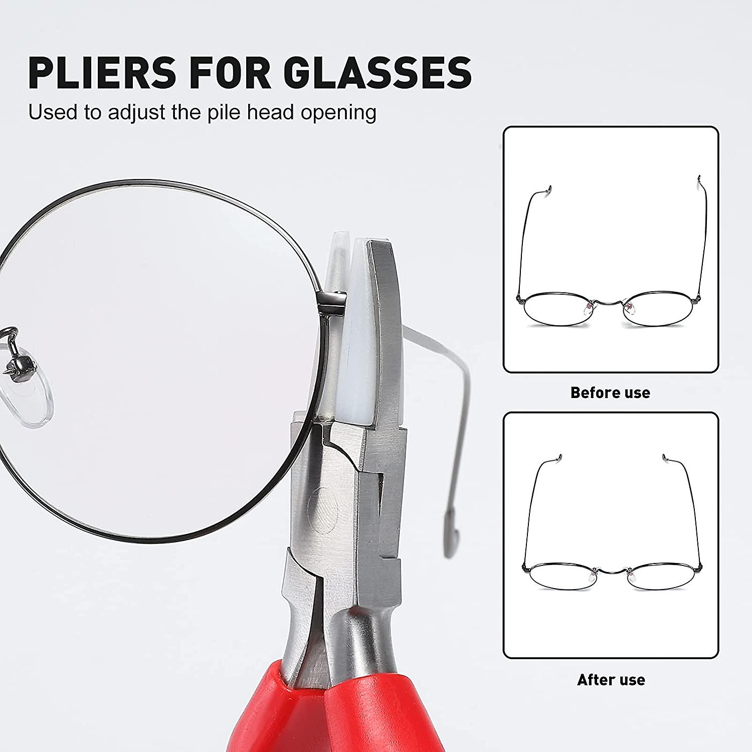 Stainless Steel Adjusting Eyeglasses Leg Tightness Half Round Plier Eyeglass Arms Frame Plier Glasses Repair Parts Tool