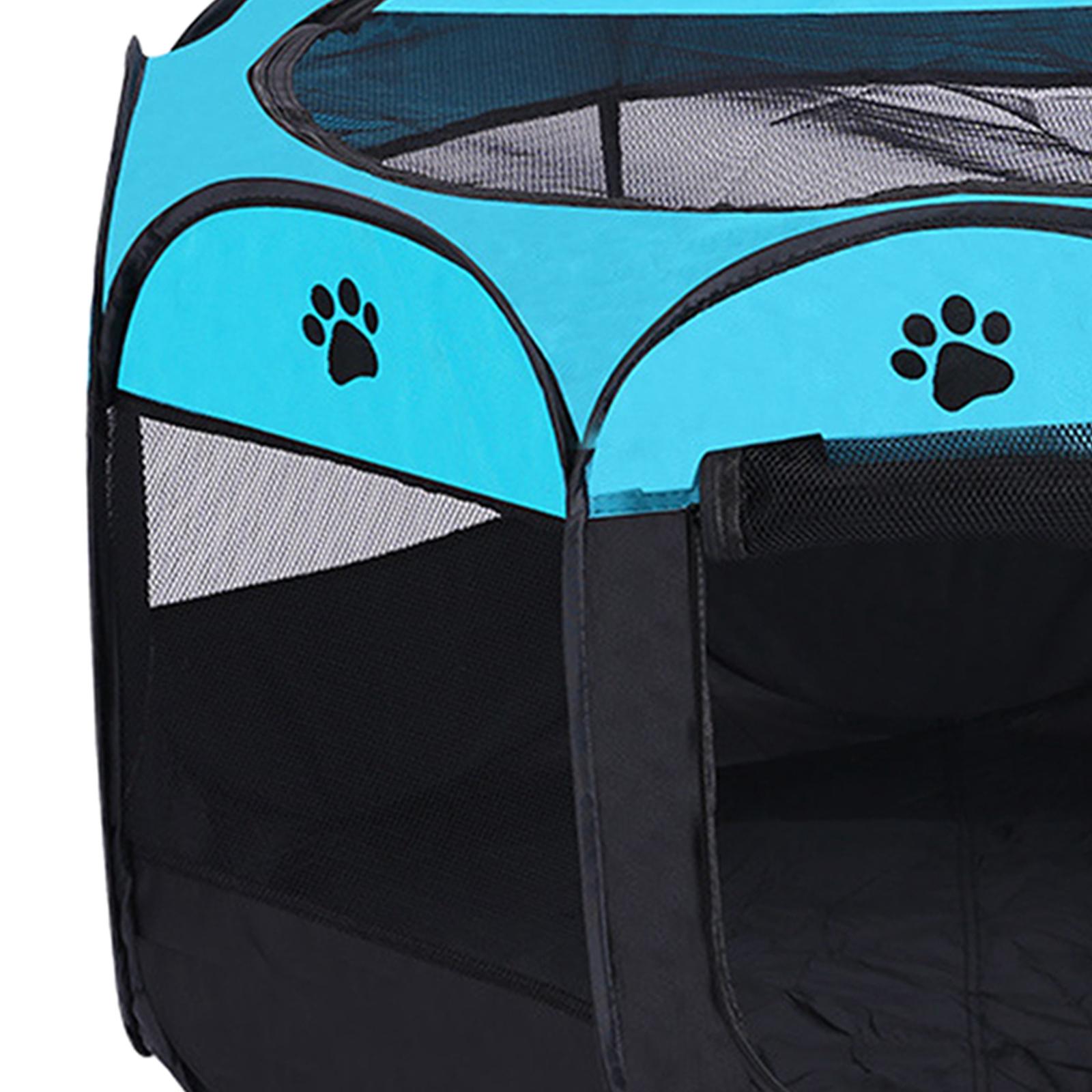 Lightweight Foldable Pet Playpen Soft Breathable Mesh Exercise Pen Kennel Oxford Fabric for Cat Indoor Outdoor Travel Camping Use Dog Black