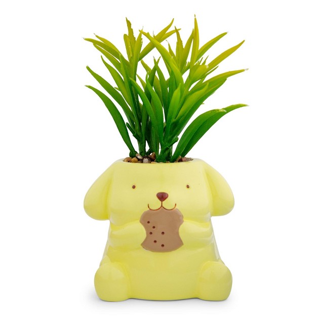 Silver Buffalo Sanrio Pompompurin 3 inch Ceramic Mini Planter With Artificial Succulent