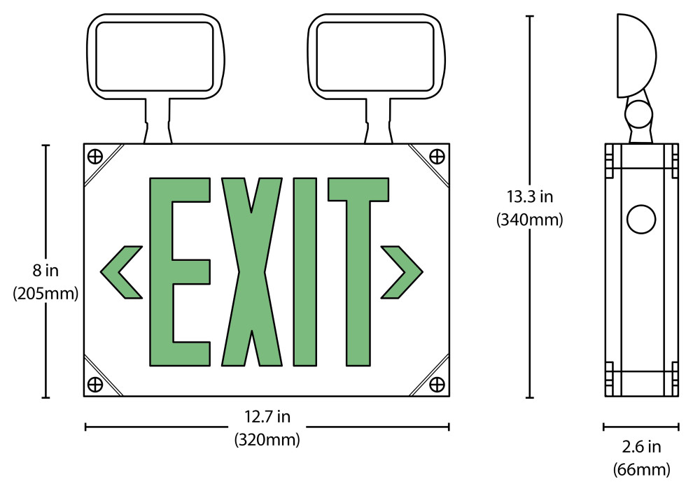 ECL5 Series LED Wet Location Emergency Exit Sign with Adjustable Light Heads   Transitional   Outdoor Wall Lights And Sconces   by NICOR Lighting  Houzz