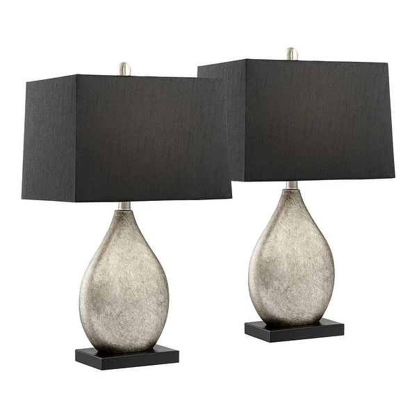 Set of 2 Modern Table Lamps Black Rectangular Shade - 13