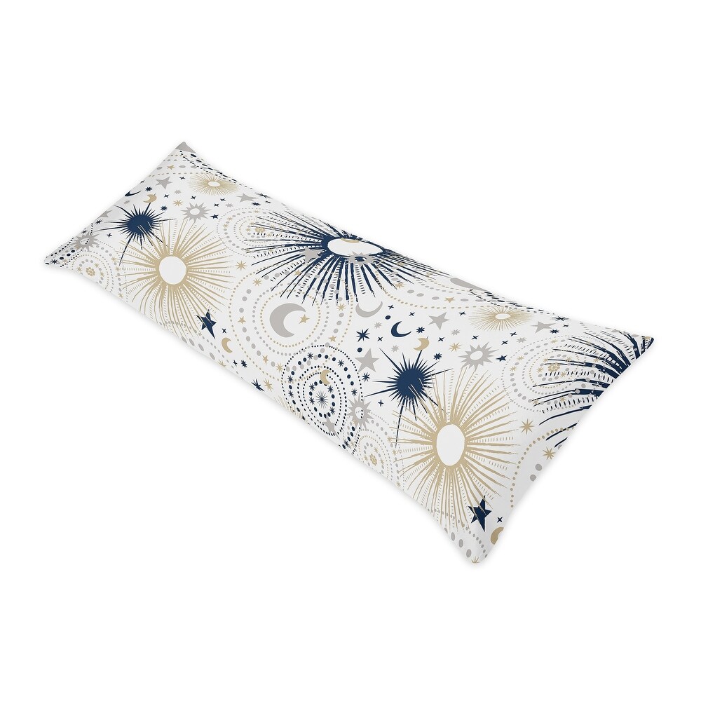 Star and Moon Collection Body Pillow Case (Pillow Not Included)   Navy Blue Gold Grey Celestial Sky Stars Gender Neutral Unisex