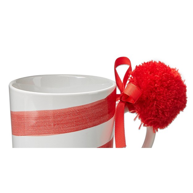 Tagltd Candy Cane Red Stripe White Stoneware Dishwasher Safe Mug 12 Oz