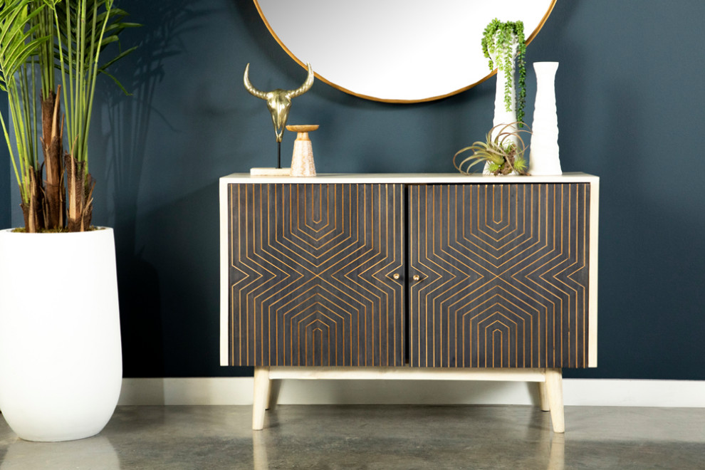 Ixora 2 door Accent Cabinet White Washed and Black   Modern   Accent Chests And Cabinets   by Modon  Houzz