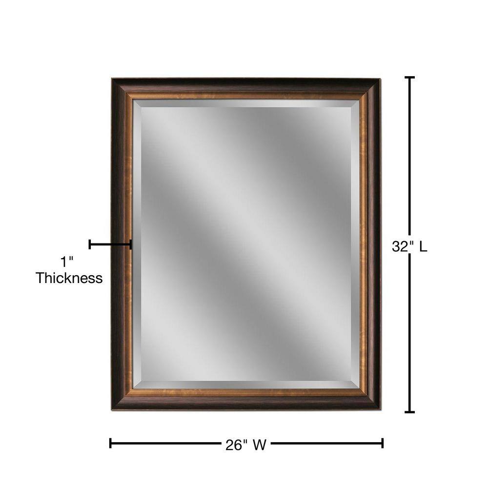 Deco Mirror 26 in. W x 32 in. H Framed Rectangular Beveled Edge Bathroom Vanity Mirror in Oil rubbed bronze 8923