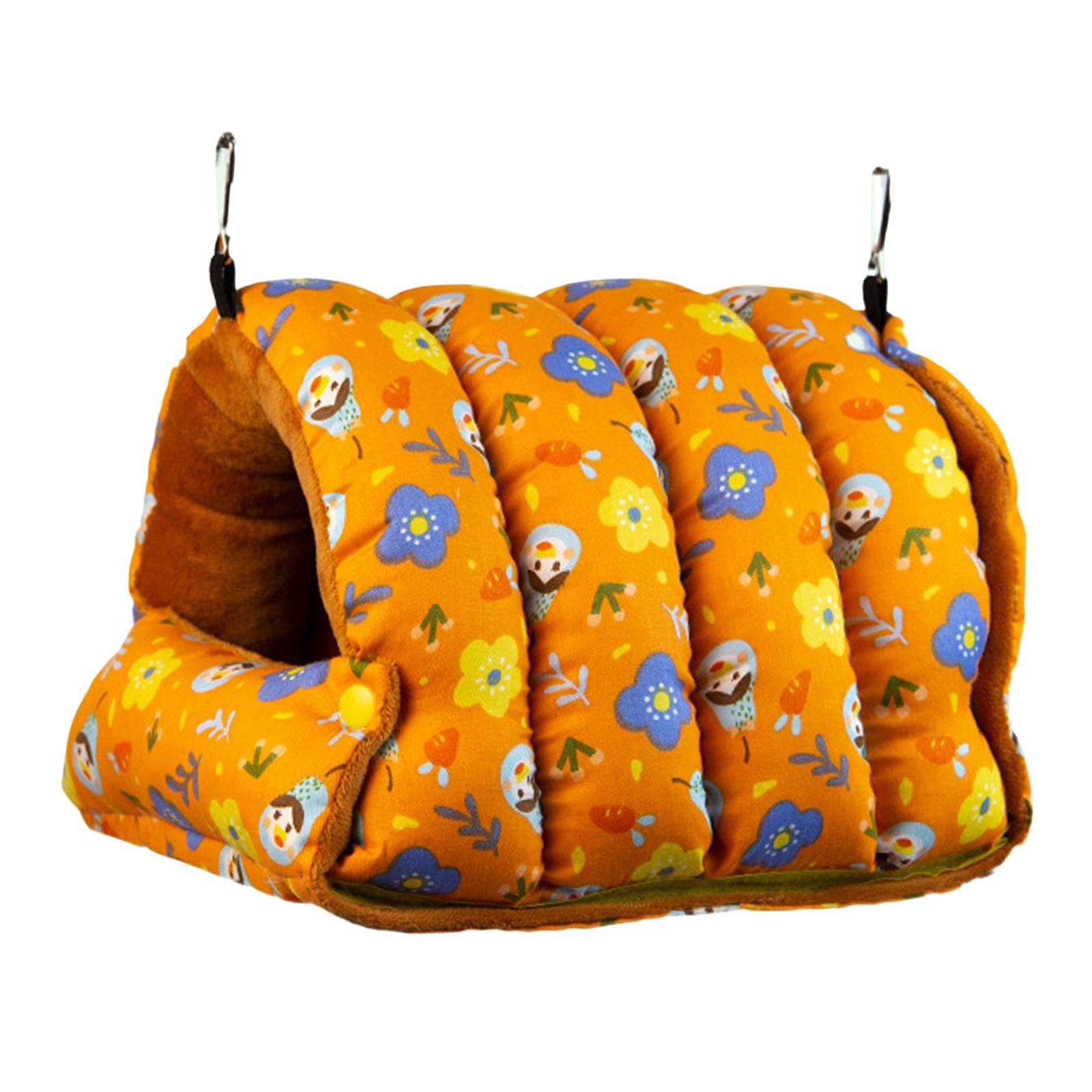 Warm Bird Nest， Hut Comfortable Swing Parrot Hideaway， Bed Birdcage Accessories Orange Large