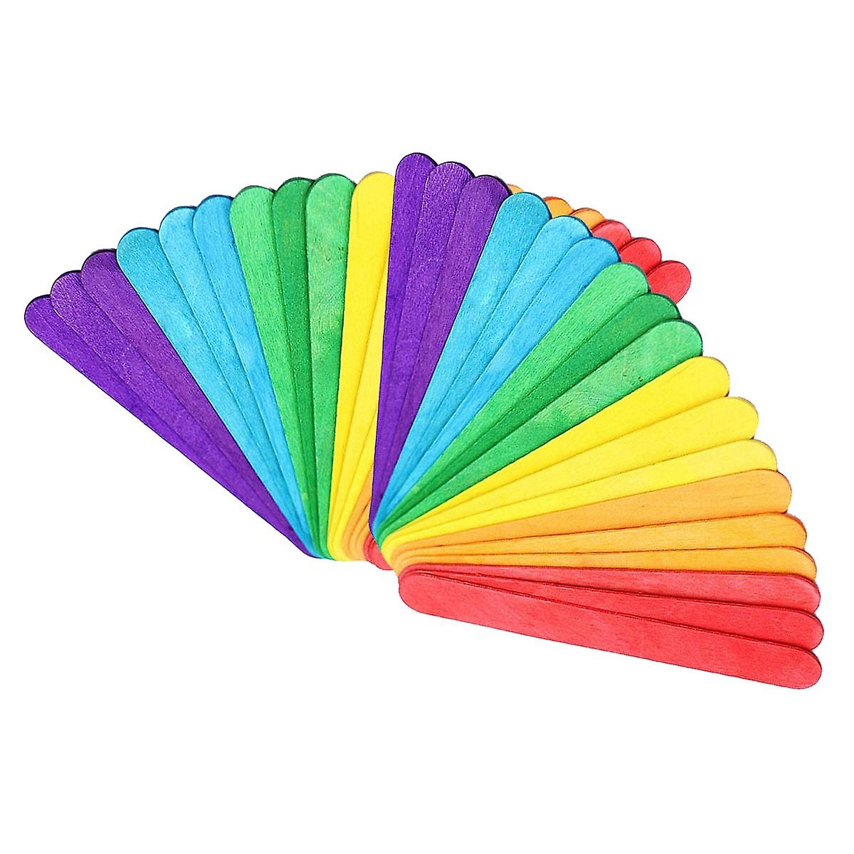 Mixed Colours Wooden Lollipop Craft Sticks Natural Lollisticks Round Edges