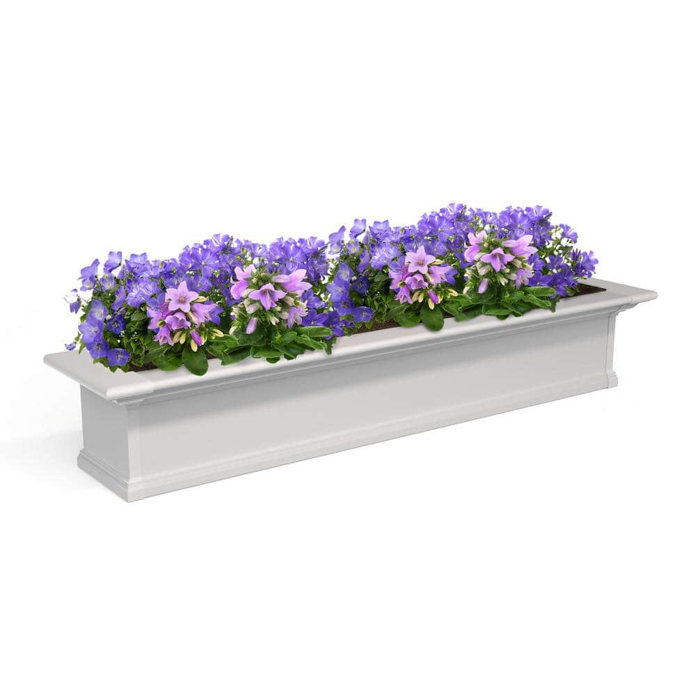 Mayne Yorkshire 60 in. x 12 in. Self Watering White Vinyl Window Box 4825W