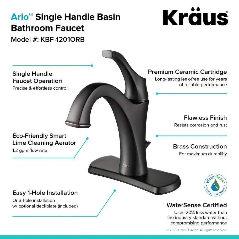 KRAUS Arlo Single Hole Single Handle Bathroom Faucet in Oil Rubbed Bronze