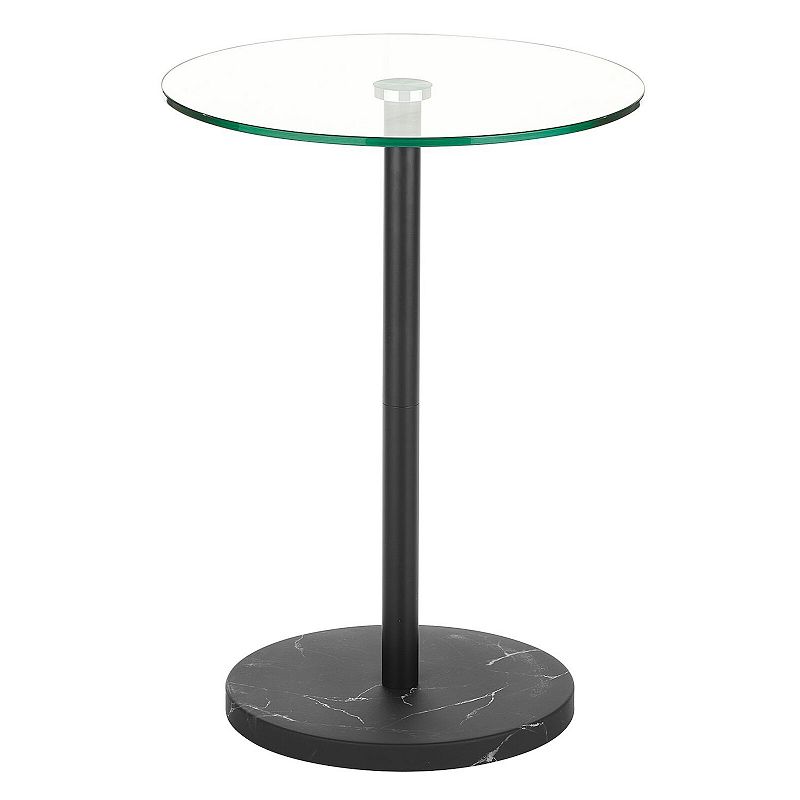 mDesign Metal/Glass Top Round Accent Side/End Drink Table