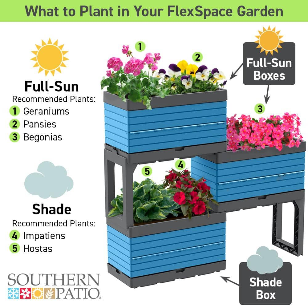 Southern Patio FlexSpace 22 in. x 11 in. x 13 in. Seabreeze Blue Resin Modular Raised Garden Bed HDR-090410