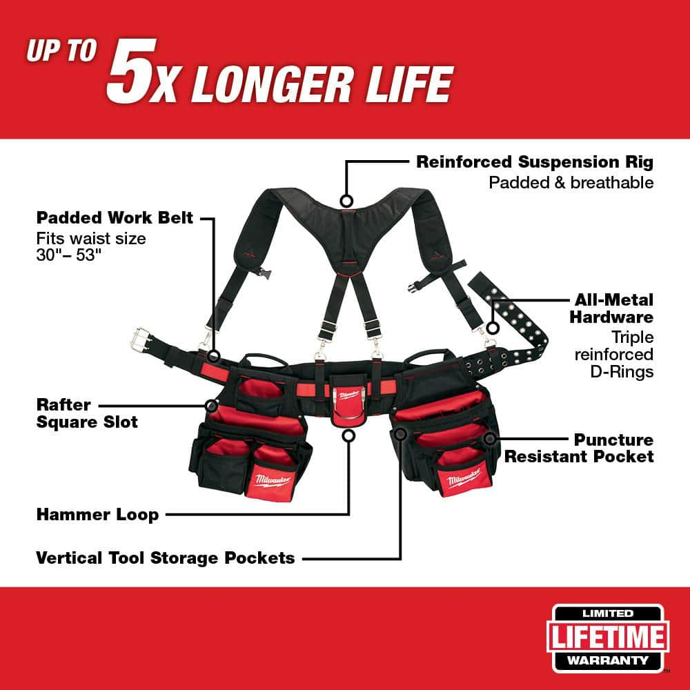 Milwaukee General Contractor Work Belt with Suspension Rig 48-22-8120