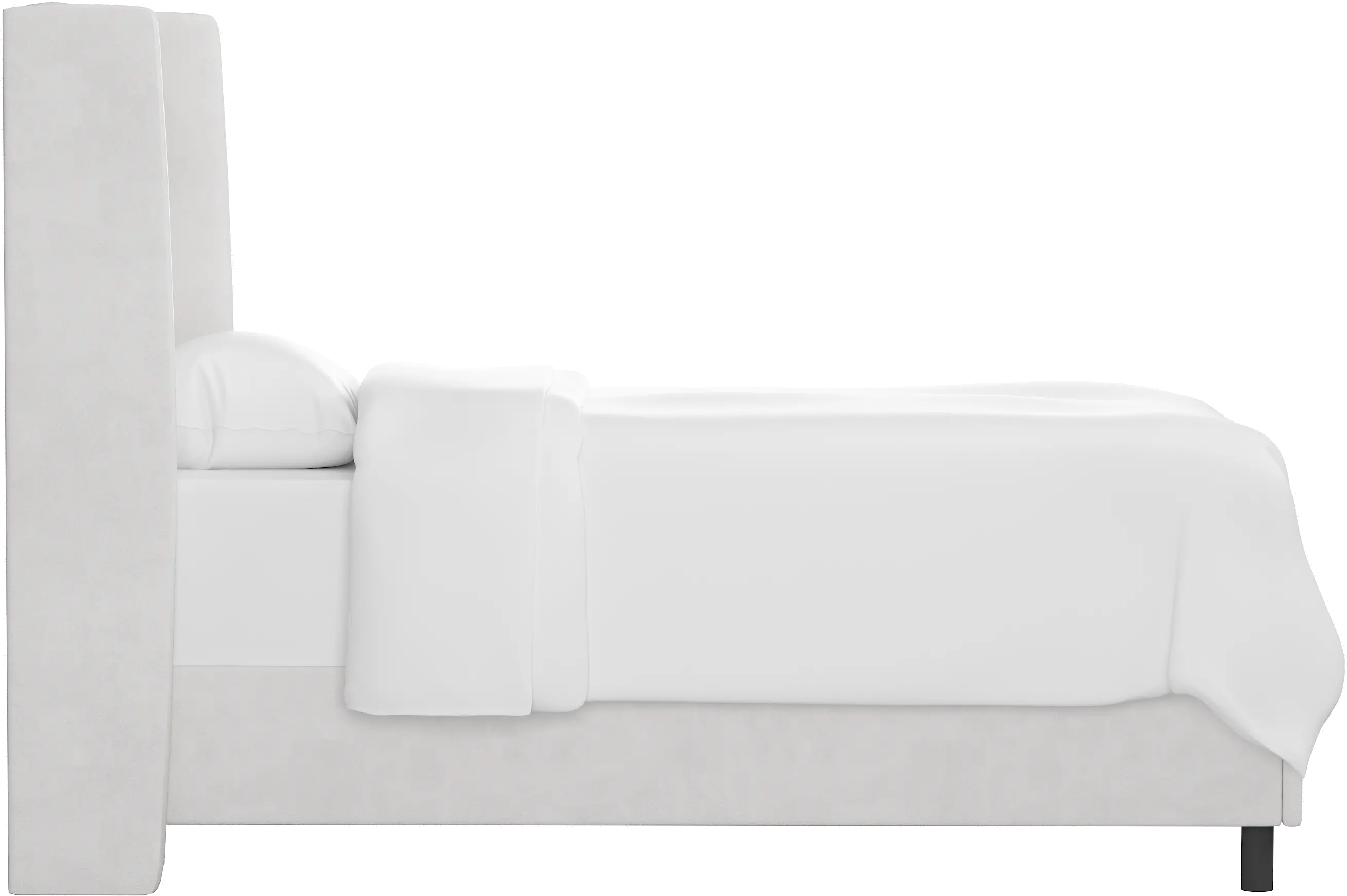 Sloane Velvet White Curved Wingback Twin Bed - Skyline Furniture