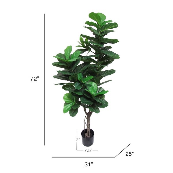 6ft Real Touch Artificial Fiddle Leaf Fig Tree Plant in Black Pot