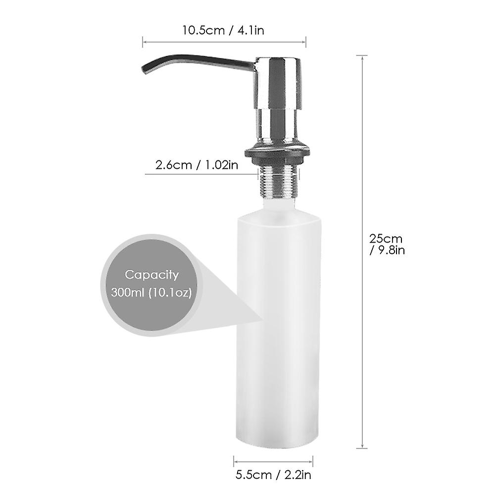 Under Kitchen Sink Soap Dispenser 300ml Soap Dispensers Hand Liquid Pump Bottle Easy Installation For Bathroom Sink Silver