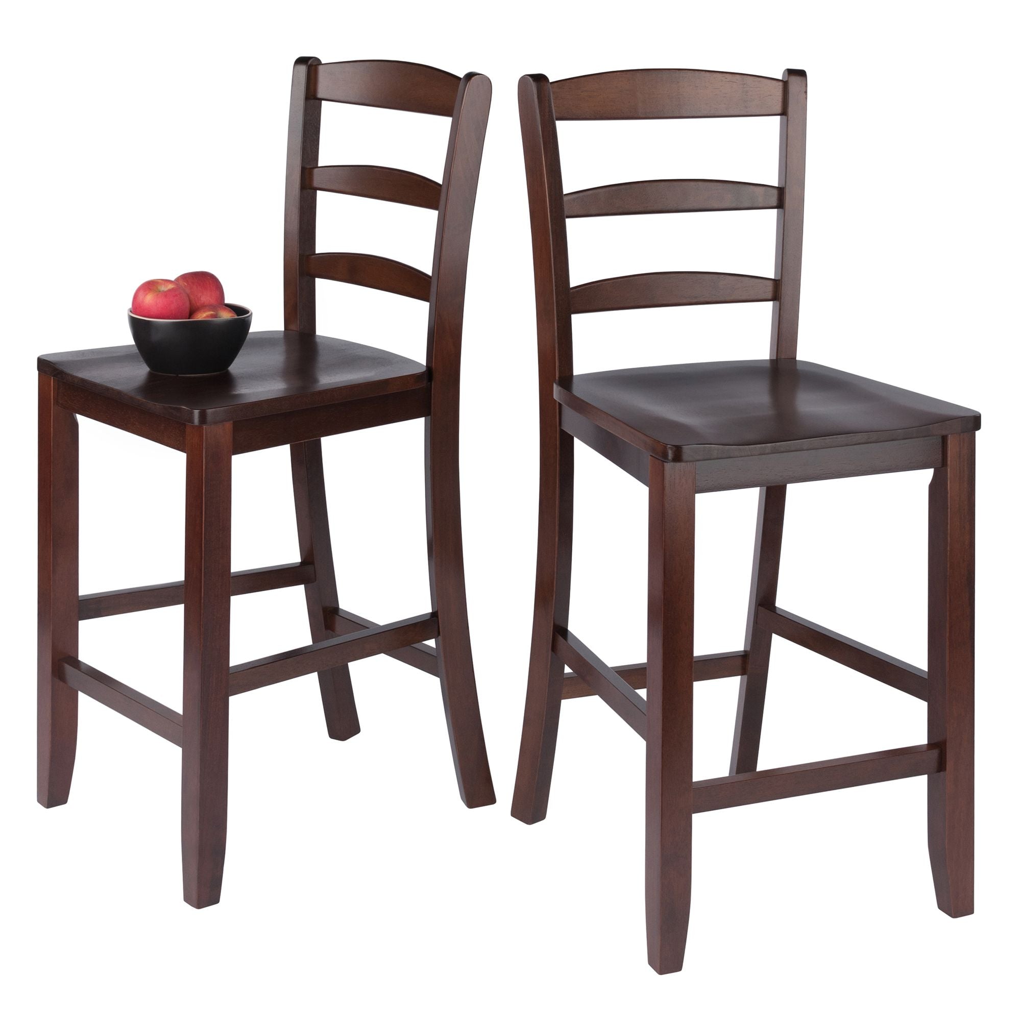 Set of 2 Antique Walnut Ladder Back Design Counter Stool 39.25