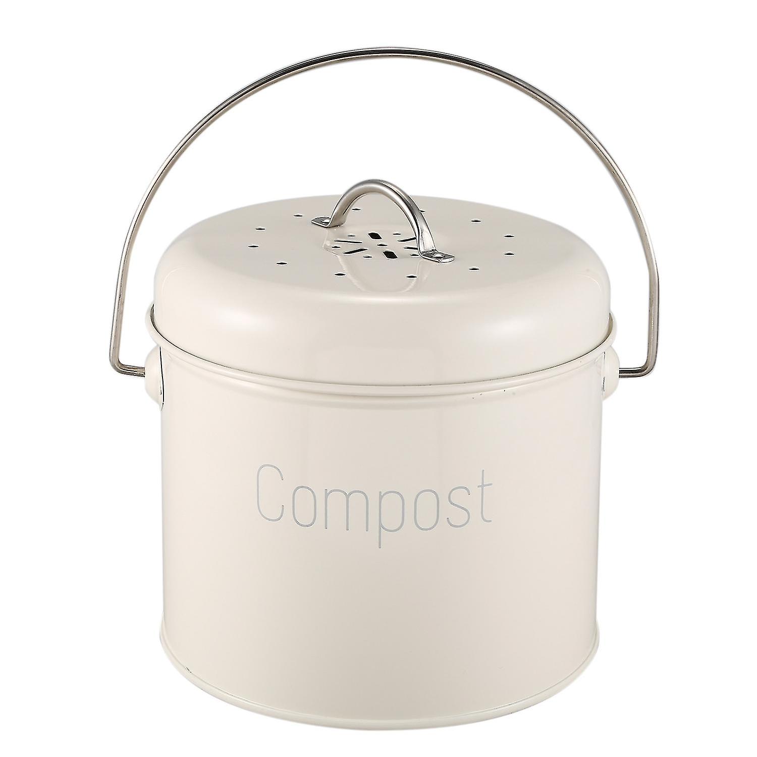 Compost Bin 3l - Stainless Steel Kitchen Compost Bin - Kitchen Composter For Food Waste - Coal Filt