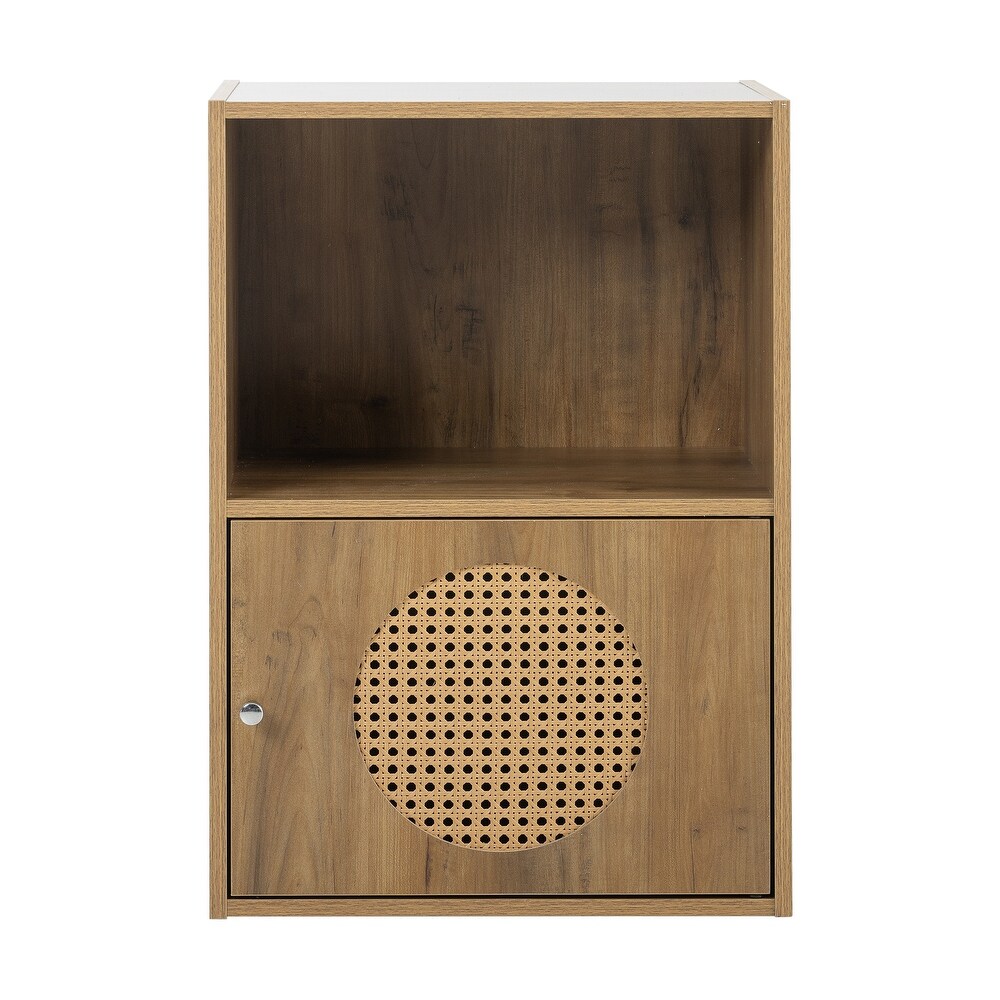 Rustic Rattan Cabinet with 1 Door in Brown