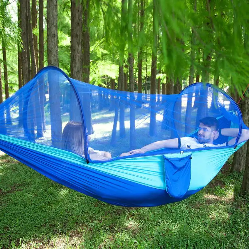 210T Portable 2 Person Outdoor Parachute Nylon camping Hammock With Mosquito Net