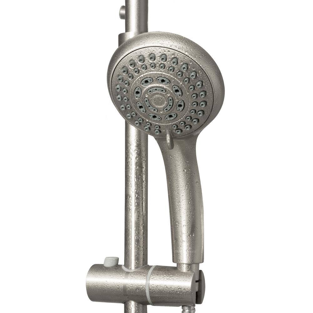 PULSE Showerspas Lanikai 7-Spray Patterns with 1.8 GPM 8 in. Wall Mounted Dual Shower Head and Handheld Shower Head in Brushed Nickel 1028-BN-1.8GPM