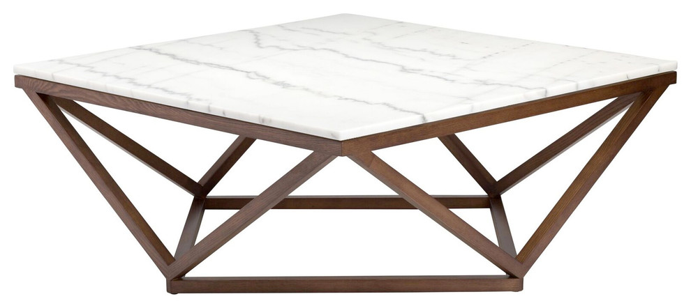 Jasmine Coffee Table  Modern Wooden Walnut Coffee Table  Square Marble Top   Transitional   Coffee Tables   by mod space furniture  Houzz