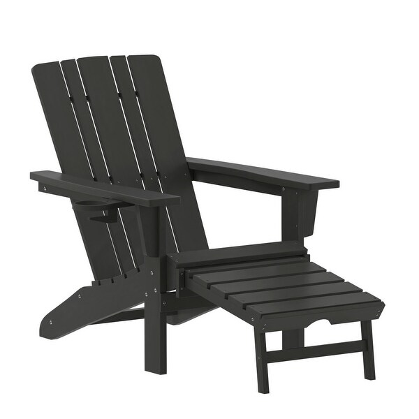 Commercial AllWeather Adirondack Chair with Pullout Ottoman and Cupholder