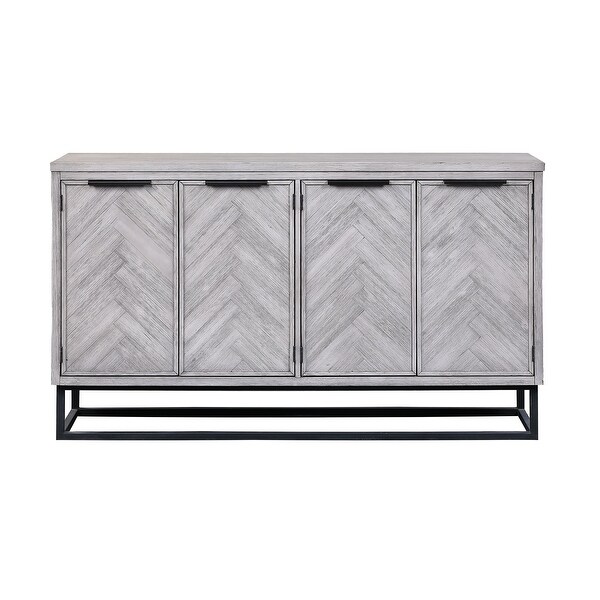 Somette Aspen Court II Herringbone White Rub Four Door Media Credenza - 66