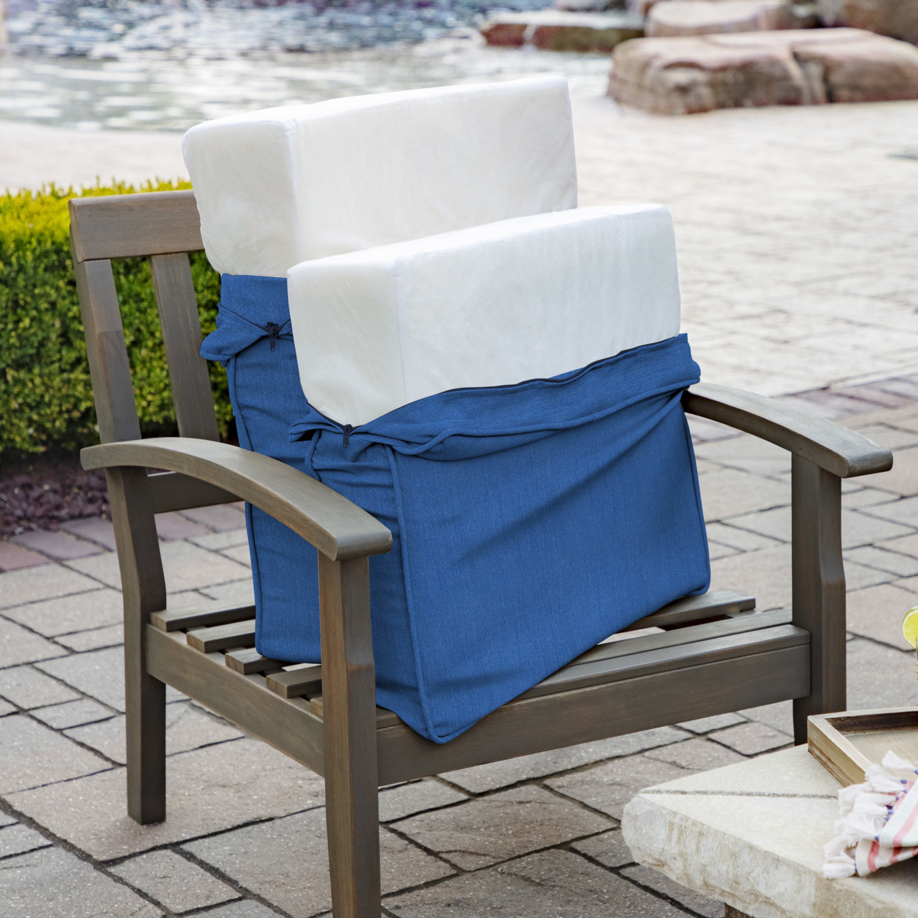 Arden Selections ProFoam Performance Outdoor Deep Seating Cushion Set 24 x 24， Lapis Blue