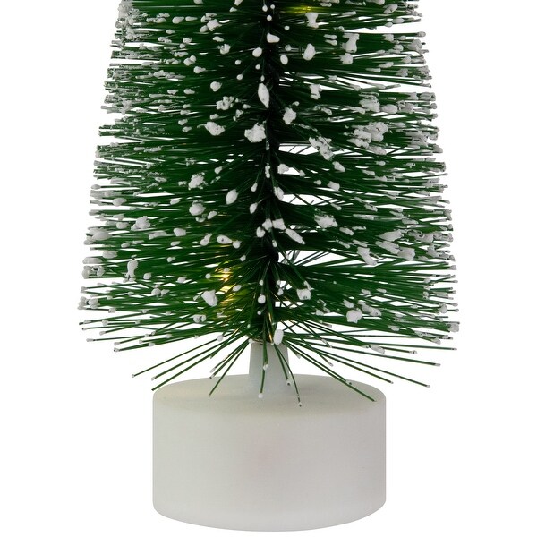 Set of 2 LED PreLit Mini Bottle Brush Pine Christmas Village Trees