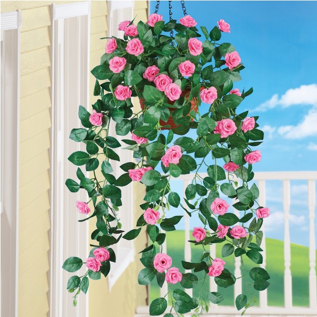 Collections Etc Artificial Cascading Rose Blossom Bushes