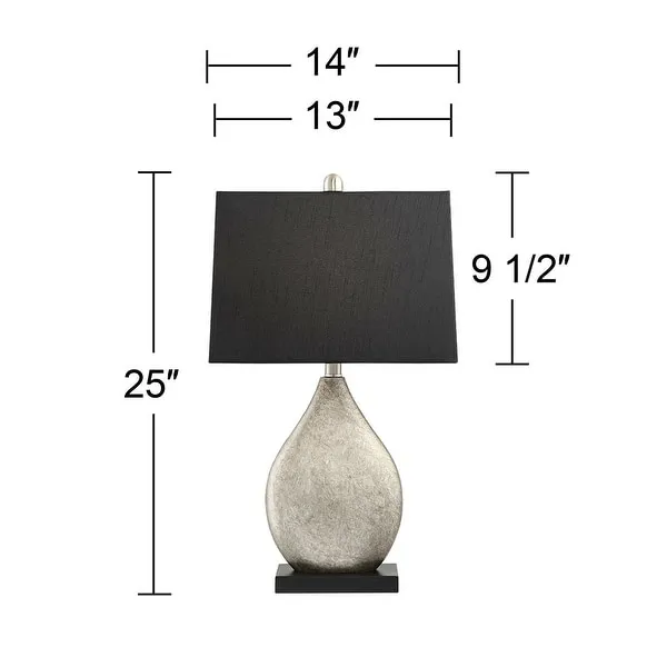 Set of 2 Modern Table Lamps Black Rectangular Shade - 13