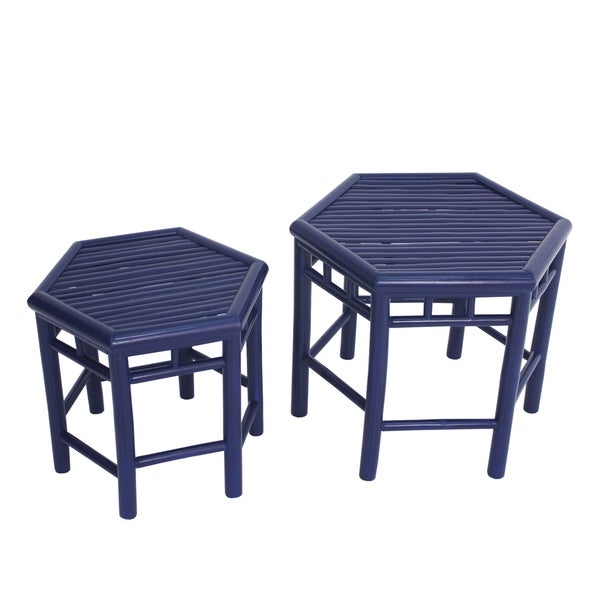 Naukati Bay Royal Blue Bamboo End Tables (Set of 2) by Havenside Home