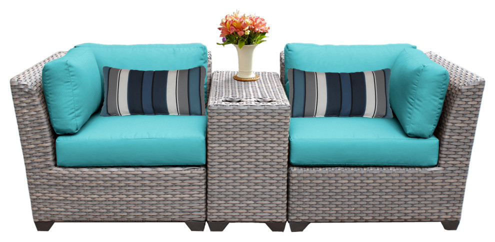 Florence 3 Piece Outdoor Wicker Patio Furniture Set 03b   Tropical   Outdoor Lounge Sets   by Fratantoni Lifestyles  Houzz