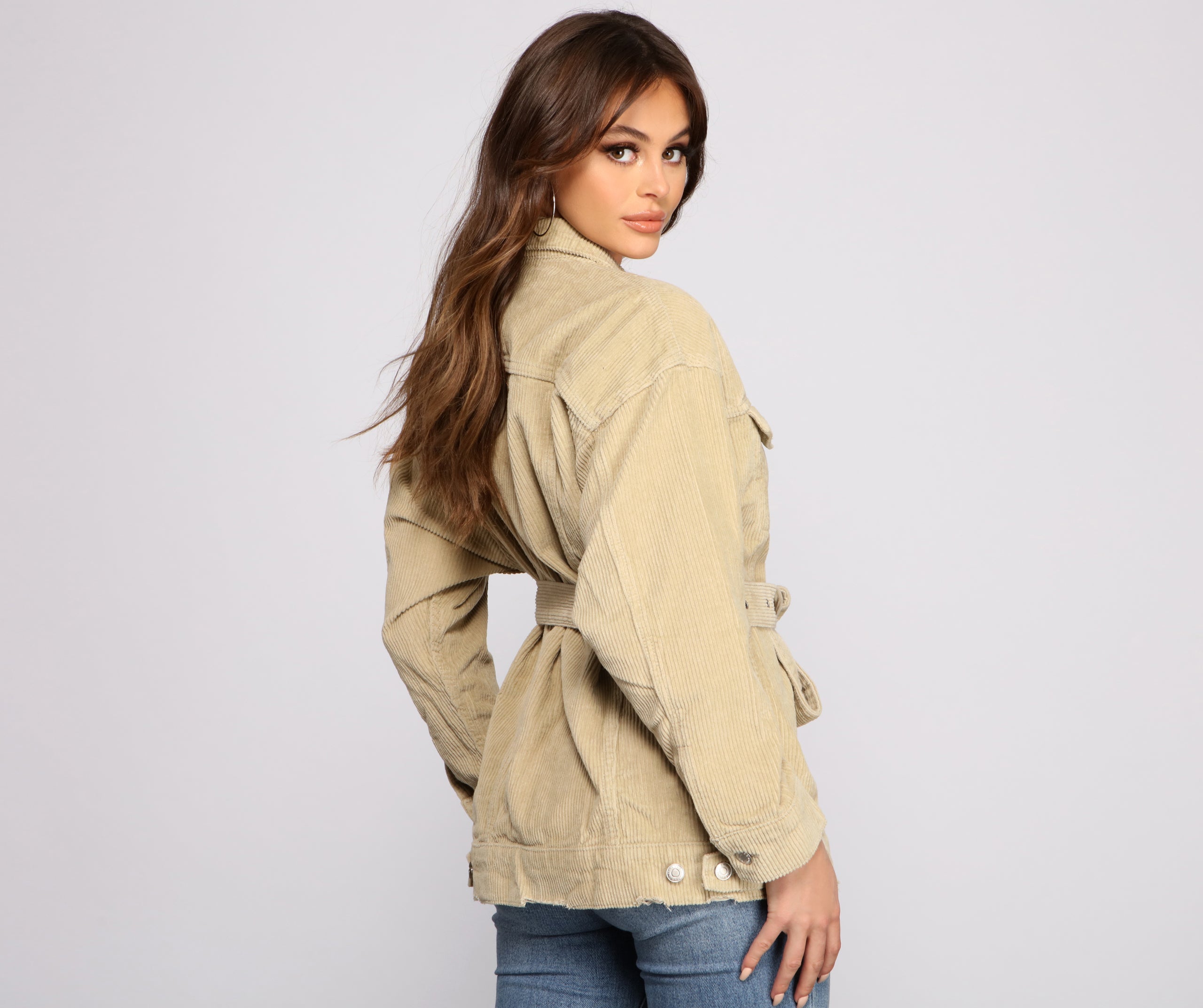 Lookin' Chic Corduroy Belted Jacket