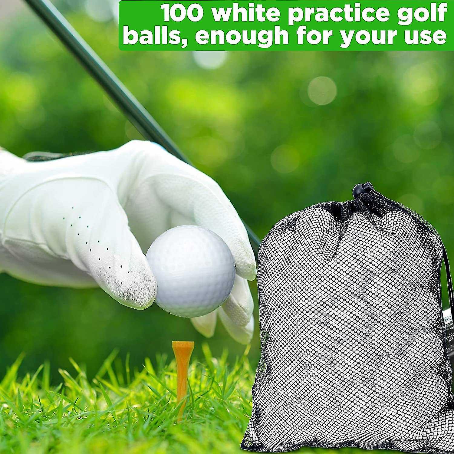 100 Pcs Golf Practice Ball Hollow Golf Ball Golf Balls With Mesh Drawstring Storage Bags For