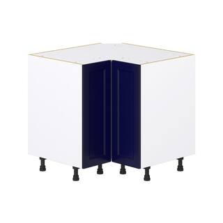 J COLLECTION 36 in. W x 34.5 in. H x 24 in. D Devon Painted Blue Shaker Assembled Lazy Susan Corner Base Kitchen Cabinet DSBC36LS(LR)-DV