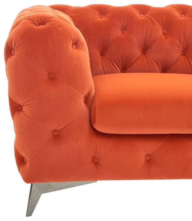 Slader Modern Orange Fabric Sofa Set   Contemporary   Living Room Furniture Sets   by Rustic Home Furniture Deco  Houzz