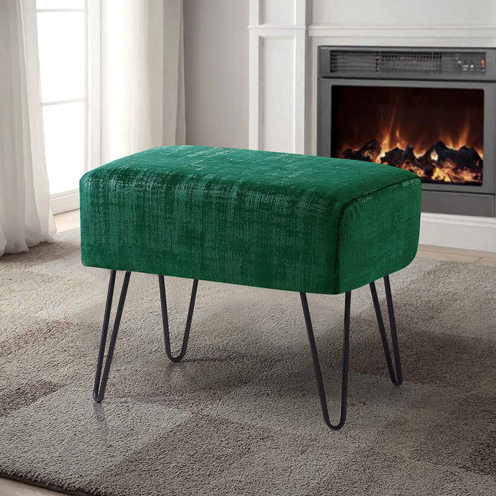 Modern Textured Velvet Ottoman   Transitional   Footstools And Ottomans   by Imtinanz  LLC  Houzz