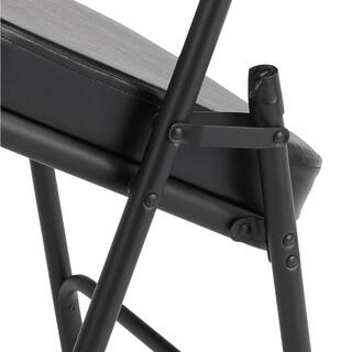 National Public Seating 3200 Series Premium 2 in. Vinyl Upholstered Double Hinge Folding Chair Black (Pack of 2) 3210