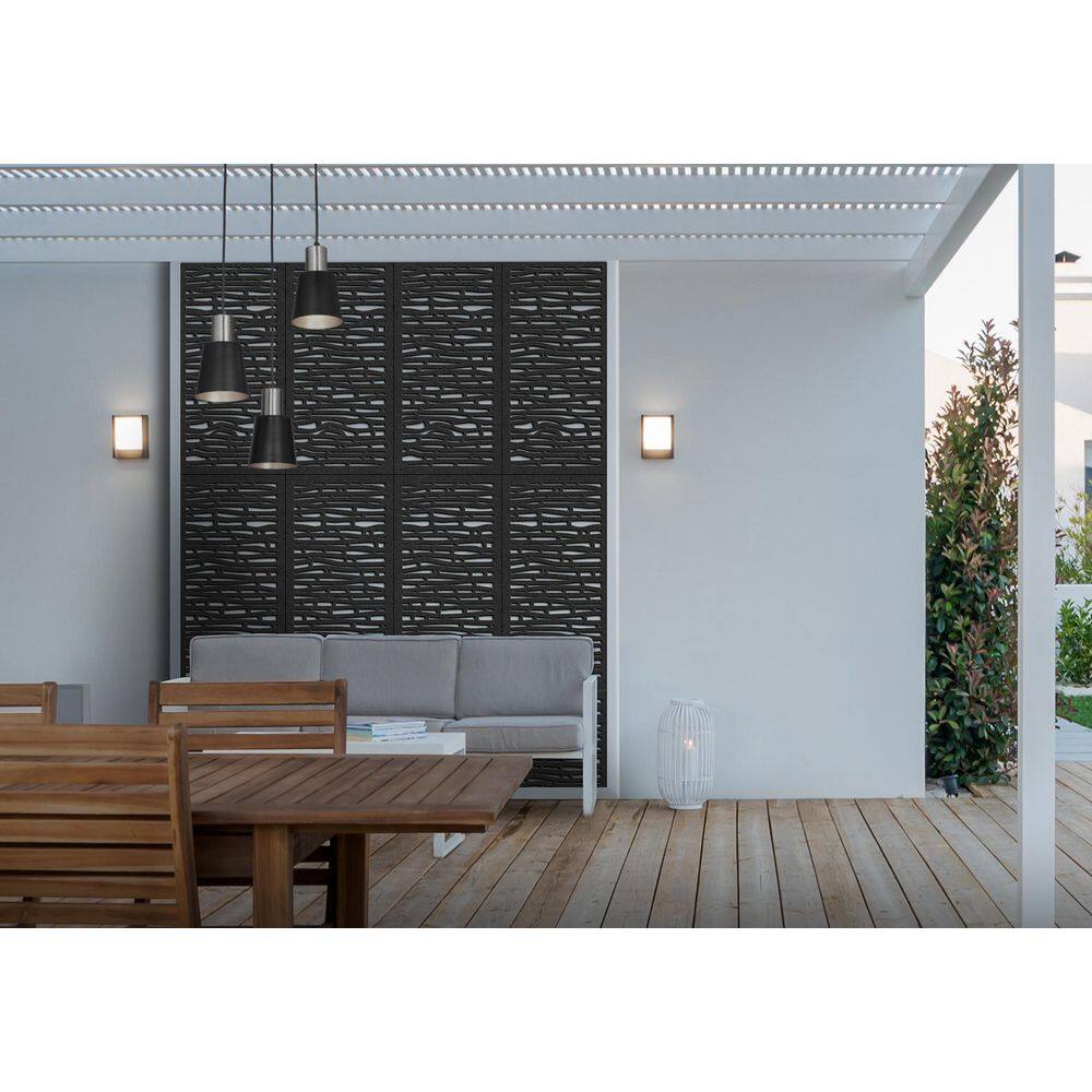 DESIGN VU Fiji 4 ft. x 2 ft. Charcoal Recycled Polymer Decorative Screen Panel Wall Decor and Privacy Panel DVU2404C