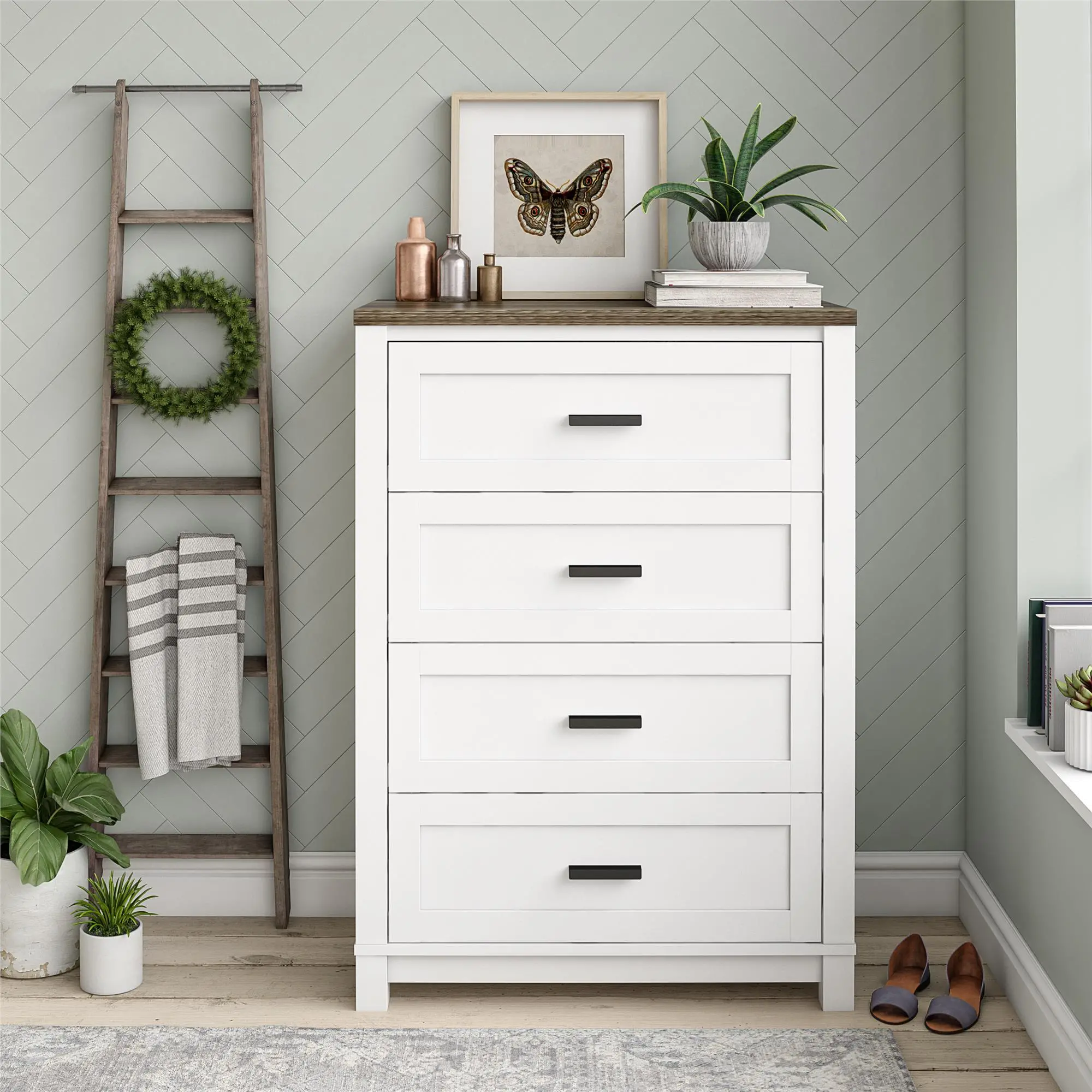 Carver Contemporary White 4-Drawer Dresser